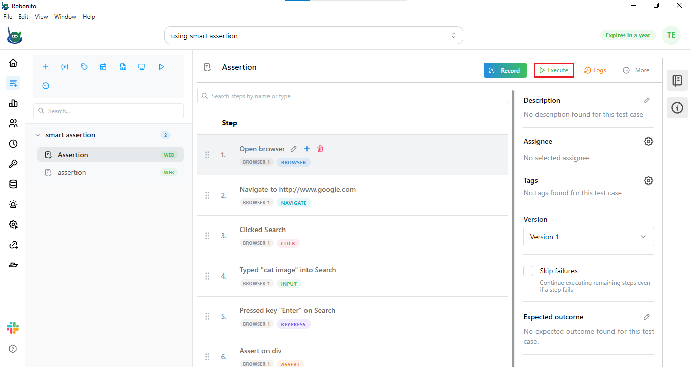 How to Use Smart Assertions in Robonito to Validate UI Changes Automatically