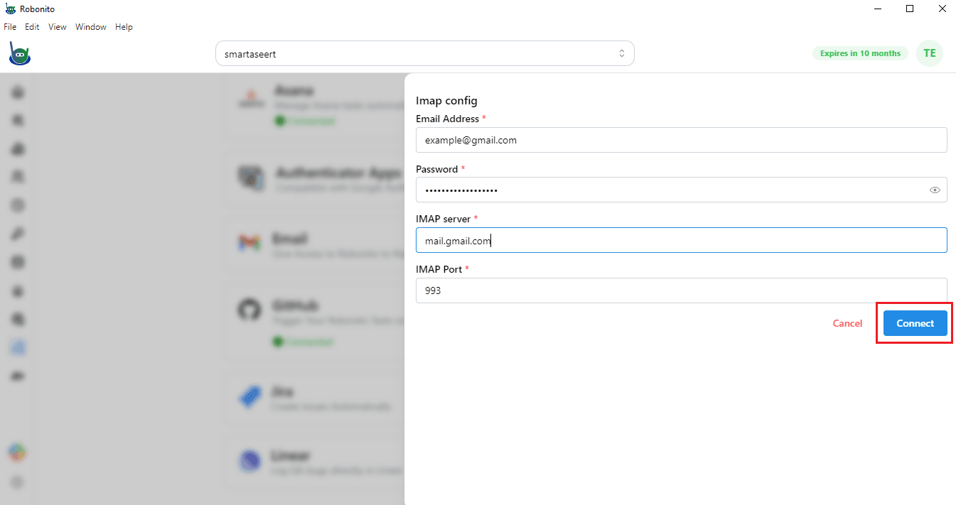 click to finish email setup