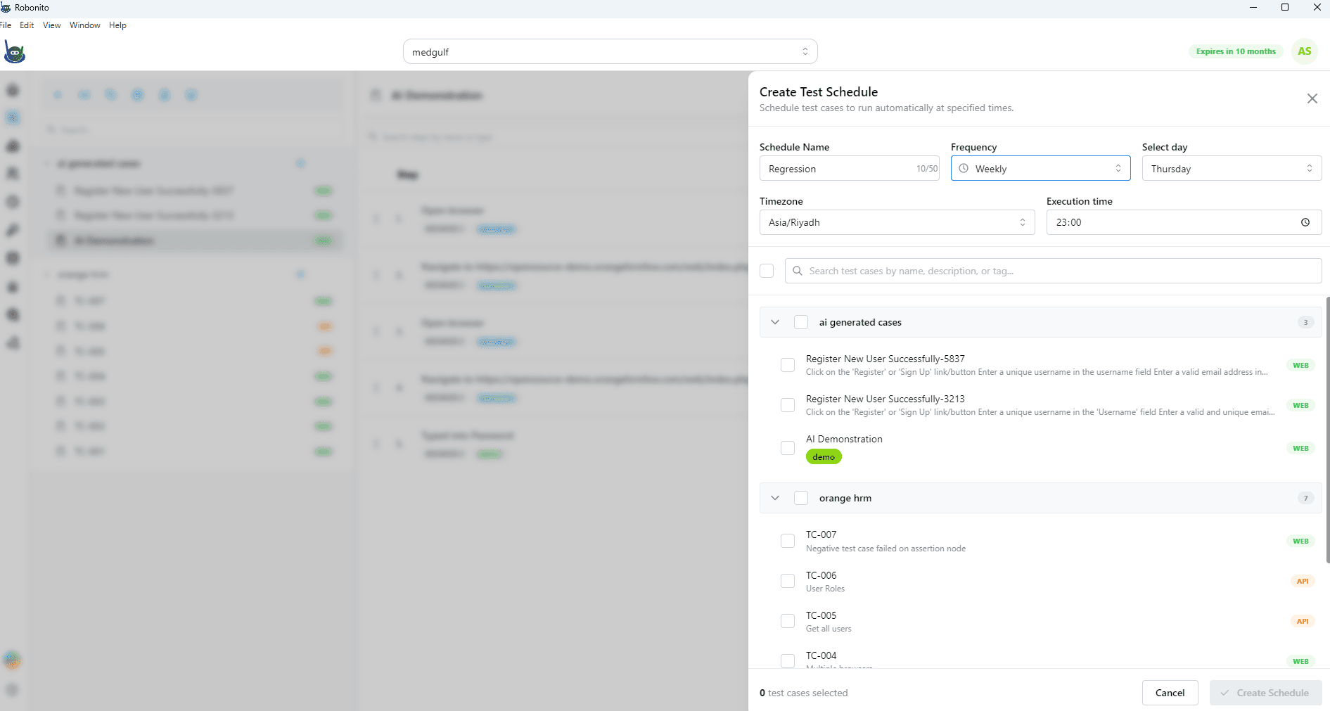 Plan and Schedule Your Test Runs in Robonito